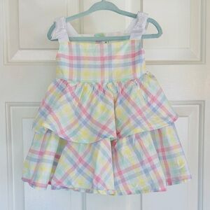 Janie and Jack Pastel Plaid Layered Dress - Pink, Yellow, Blue, Green